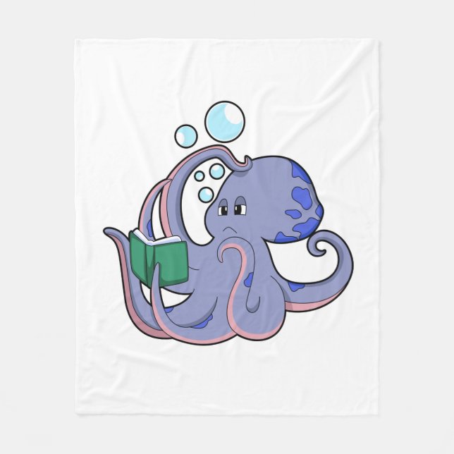 Manta Polar Octopus al leer con un libro (Anverso)