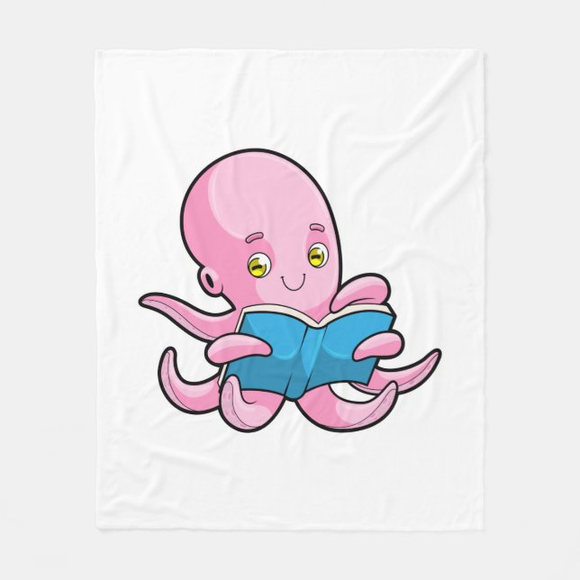 Manta Polar Octopus al leer un libro (Anverso)