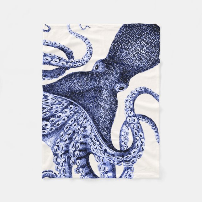 Manta Polar Octopus azul paisajístico (Anverso)