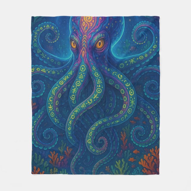 Manta Polar Octopus azul trippy (Anverso)