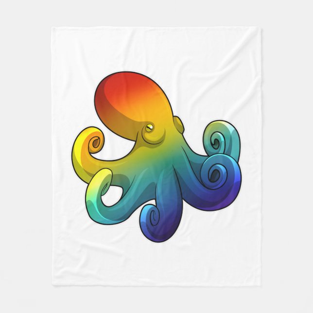 Manta Polar Octopus con arcoiris (Anverso)
