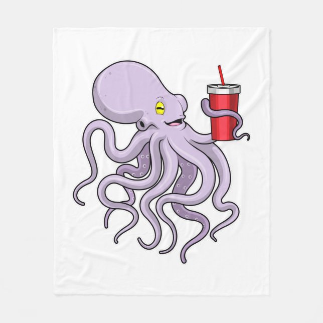 Manta Polar Octopus con tazón para beber (Anverso)