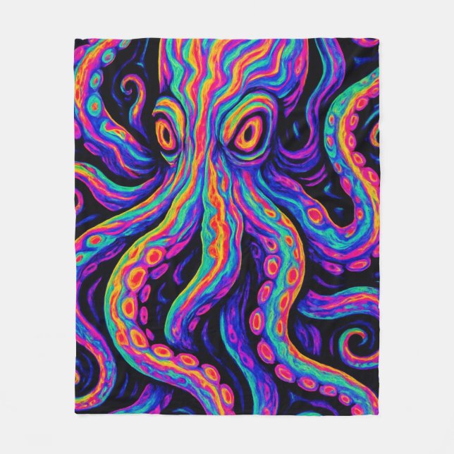 Manta Polar Octopus trippy colorido (Anverso)