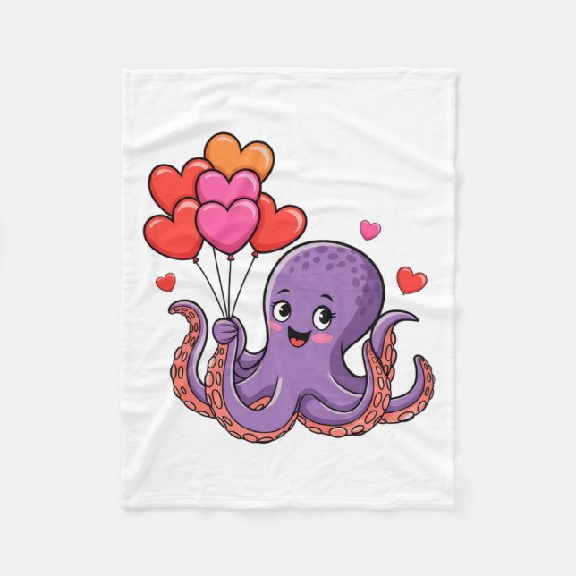 Manta Polar Octopus With Heart Lloons Valentine Day  (Anverso)