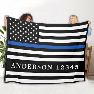 Manta Polar Oficial de Policía Personalizado Línea Azul Delg