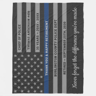Manta Polar Oficial de policía Regalo de Jubilación Bandera de