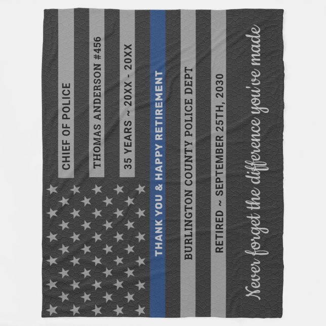 Manta Polar Oficial de policía Regalo de Jubilación Bandera de (Anverso)
