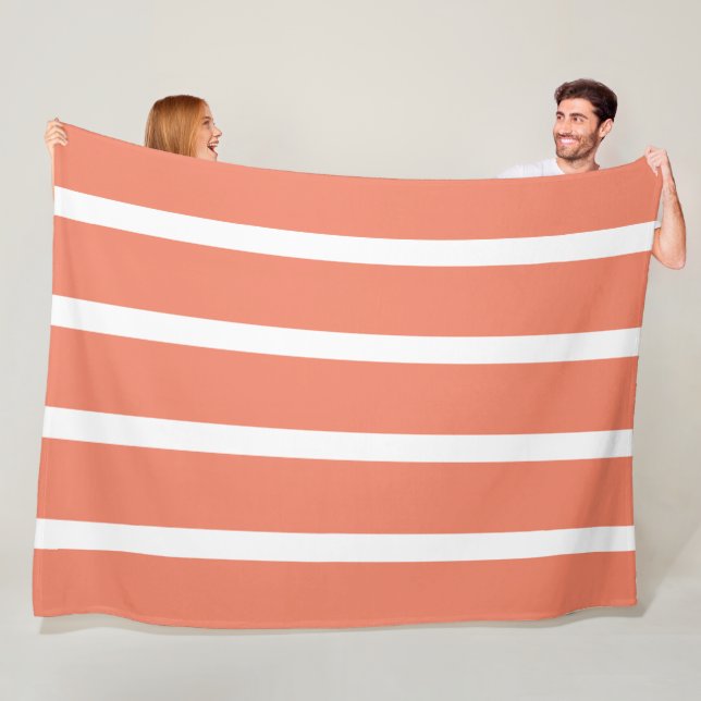 Manta Polar Oficina de franjas mínimas blancas y rojas de salm (In situ)