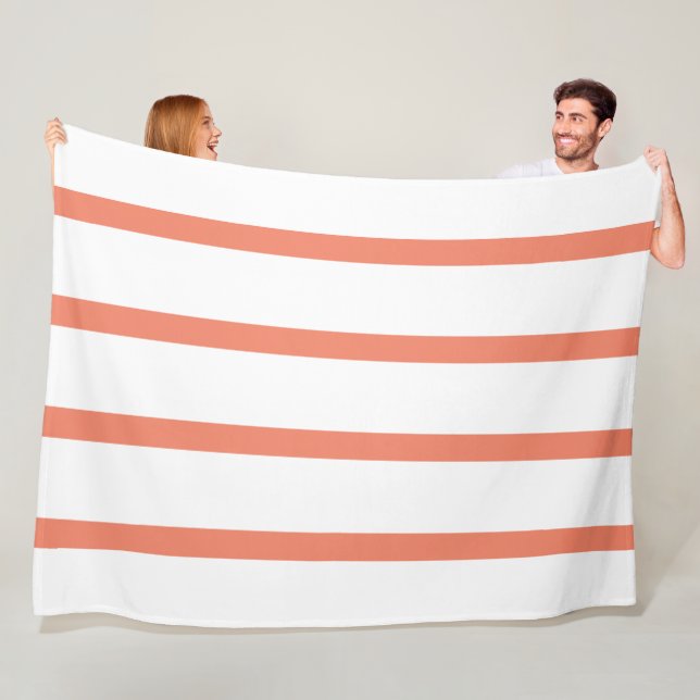 Manta Polar Oficina de franjas mínimas blancas y rojas de salm (In situ)