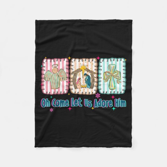 Manta Polar Oh Come Let Us Adore Him Christian Christmas Coque (Anverso)