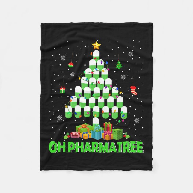 Manta Polar Oh Farmacia Pharmatree de Árbol de Navidad Medicin (Anverso)
