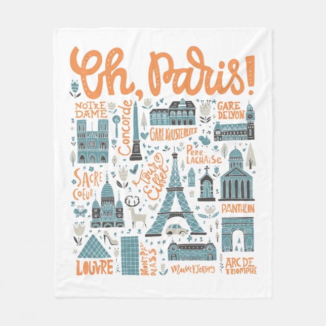 Manta Polar ¡Oh, París! tipografía de la ciudad del | (Anverso)