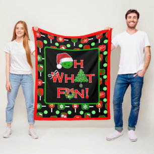 Manta Polar Oh Qué Navidades divertidos pelean en rojo y negro
