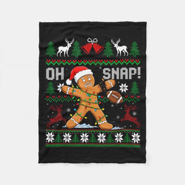Manta Polar Oh Snap Funny Gingerbread Man Football Christmas P (Anverso)