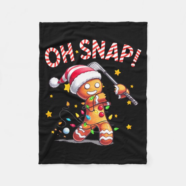 Manta Polar Oh Snap Gingerbreadman Xmas Golfer Golf Christmas  (Anverso)