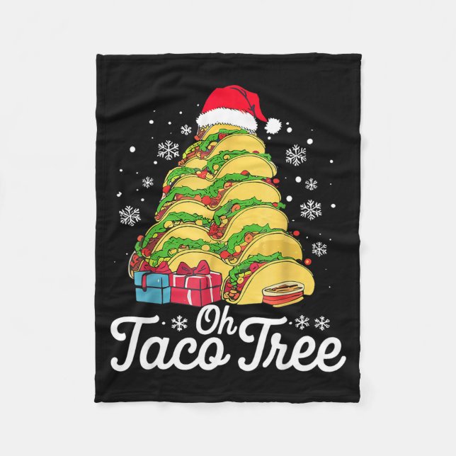 Manta Polar Oh Taco Tree Christmas Cute Xmas Mexican Food Love (Anverso)