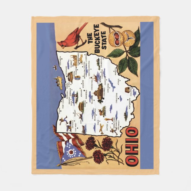 Manta Polar  Ohio Buckeye State Fleece Throw (Anverso)