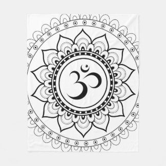 Manta Polar Ohm Mandala Om Mandala Blanco y Negro