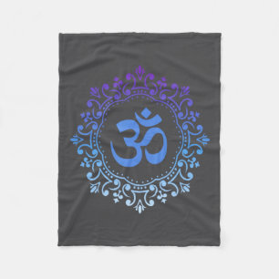 Manta Polar Ohm Yoga Nueva Era Morado Y Azul Mandala Sonido Ba
