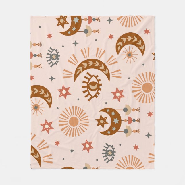 Manta Polar Ojo celeste, luna, patrón solar. (Anverso)