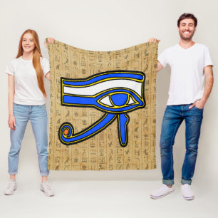Manta Polar Ojo De Horus Azul En Jeroglíficos