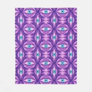 Manta Polar Ojos Azules en Follaje Púrpura Oscuro Arte Botánic