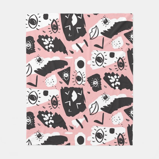 Manta Polar Ojos dibujados a mano: patrón de moda (Anverso)