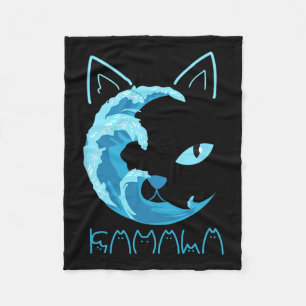 Manta Polar Ola Azul De Gato Damas Kamala Típografía De Gato A