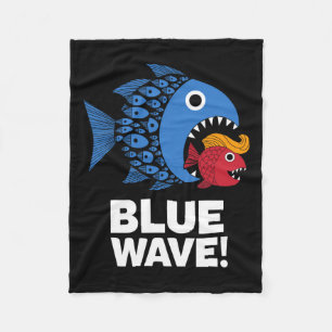 Manta Polar Ola Azul Kamala Gracioso Pescado Grande Comer Pesc
