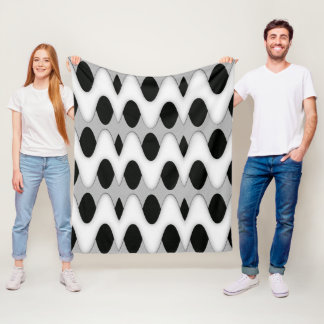 Manta Polar Ola blanca y negra del Art Deco