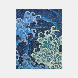 Manta Polar Ola Femenina de Hokusai Vintage Océano 