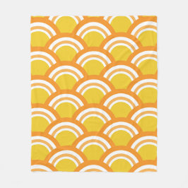 Manta Polar Ola Japonesa Seigaiha Patrón Amarillo Naranja