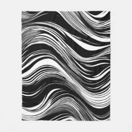 Manta Polar Ola negra y blanca abstracta
