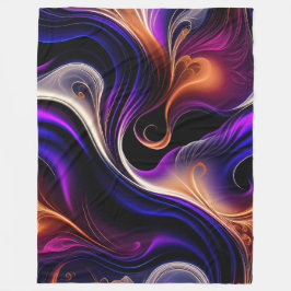 Manta Polar Olas Ardientes - Púrpura, Naranja, Dorado Abstract