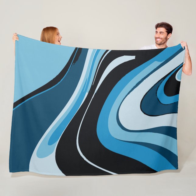 Manta Polar Olas azules arte abstracto (In situ)