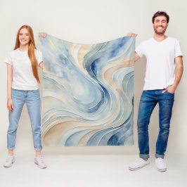 Manta Polar Olas beige azules