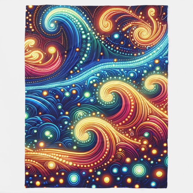 Manta Polar "Olas caprichosas - Vibrante arte oceánico" (Anverso)