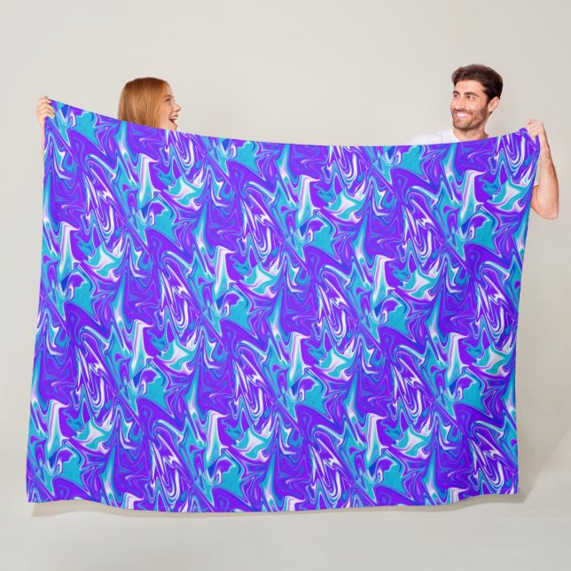 Manta Polar "Olas celestes: la Mármol azul blanco y púrpura (In situ)