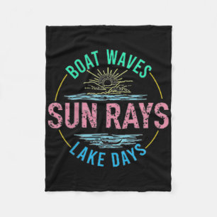 Manta Polar Olas de barco Sun Rays Lake Days Cute Retro 70 Sum