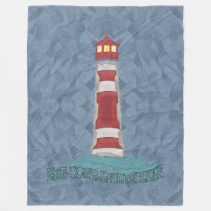 Manta Polar Olas de faro Deja que tu luz Camiseta azul Sine