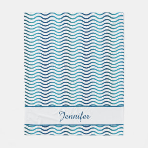 Manta Polar Olas de gradiente azul marino y azul turquesa Deco