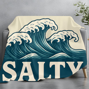 Manta Polar Olas de playa de surf azul salado decoración náuti