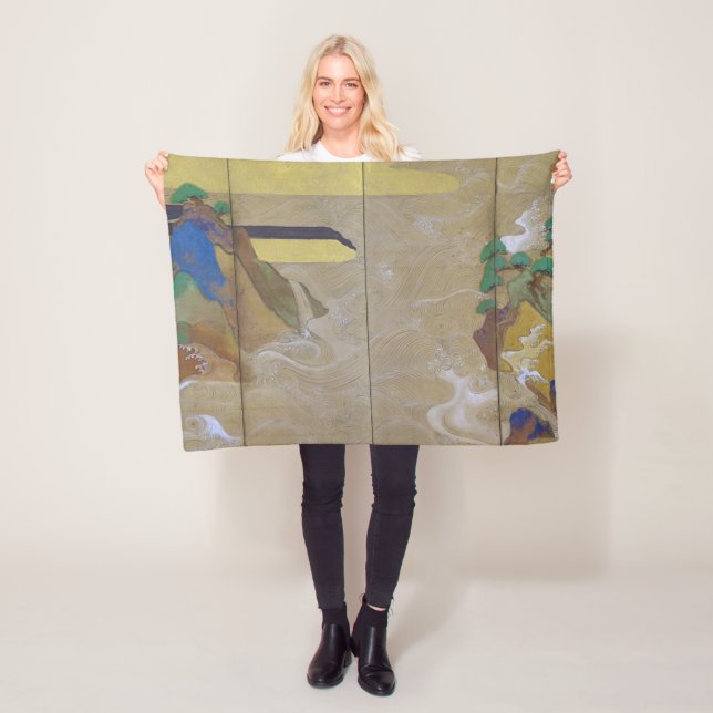 Manta Polar Olas en Matsushima (izquierda), Tawaraya Sotatsu (In situ)