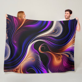 Manta Polar Olas Ígneas - Abstracto Audaz de Púrpura, Naranja