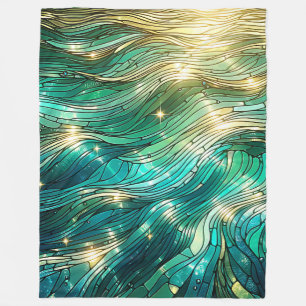 Manta Polar "Olas iluminadas por la luz del sol - Arte del océ