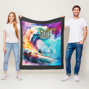 Manta Polar Olas, surf en un océano colorido, deporte