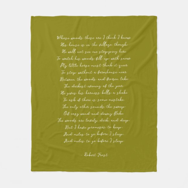 Manta Polar Olive Green Custom Poem Song Lyric Quote  (Anverso)