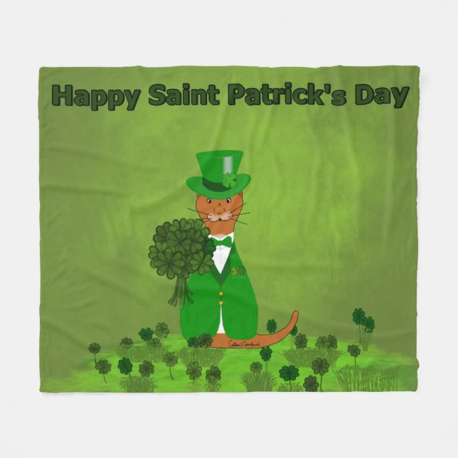 Manta Polar Oliver The Otter Picking Shamrocks- Saint Patrick (Frente (Horizontal))