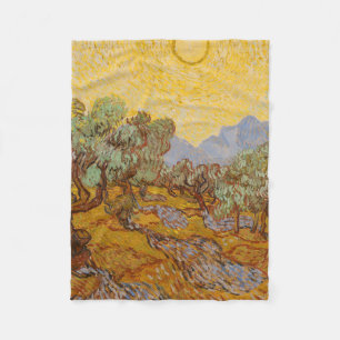 Manta Polar Olivos de Van Gogh Cielo Sol Amarillo