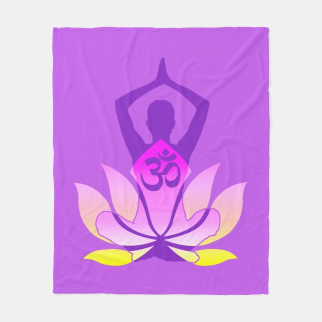 Manta Polar OM Namaste Espíritu Lotus Flor Yoga Pose Pastel (Anverso)